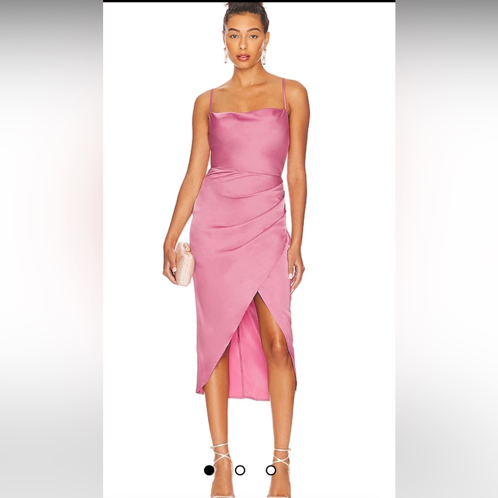 ADONIA WRAP MIDI DRESS IN PINK